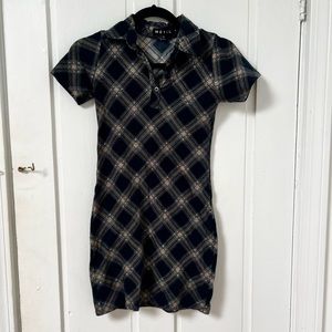Motel Rocks Navy Plaid Mini Dress
